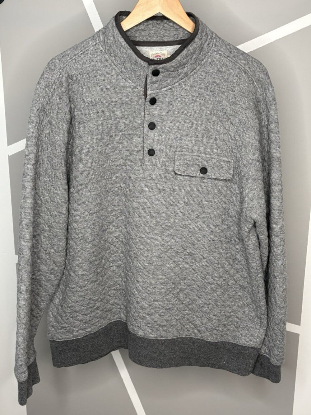 Faherty Epic Quilted Fleece Pullover ¼ Snap Men’s XL Heather Grey Long Sleeve